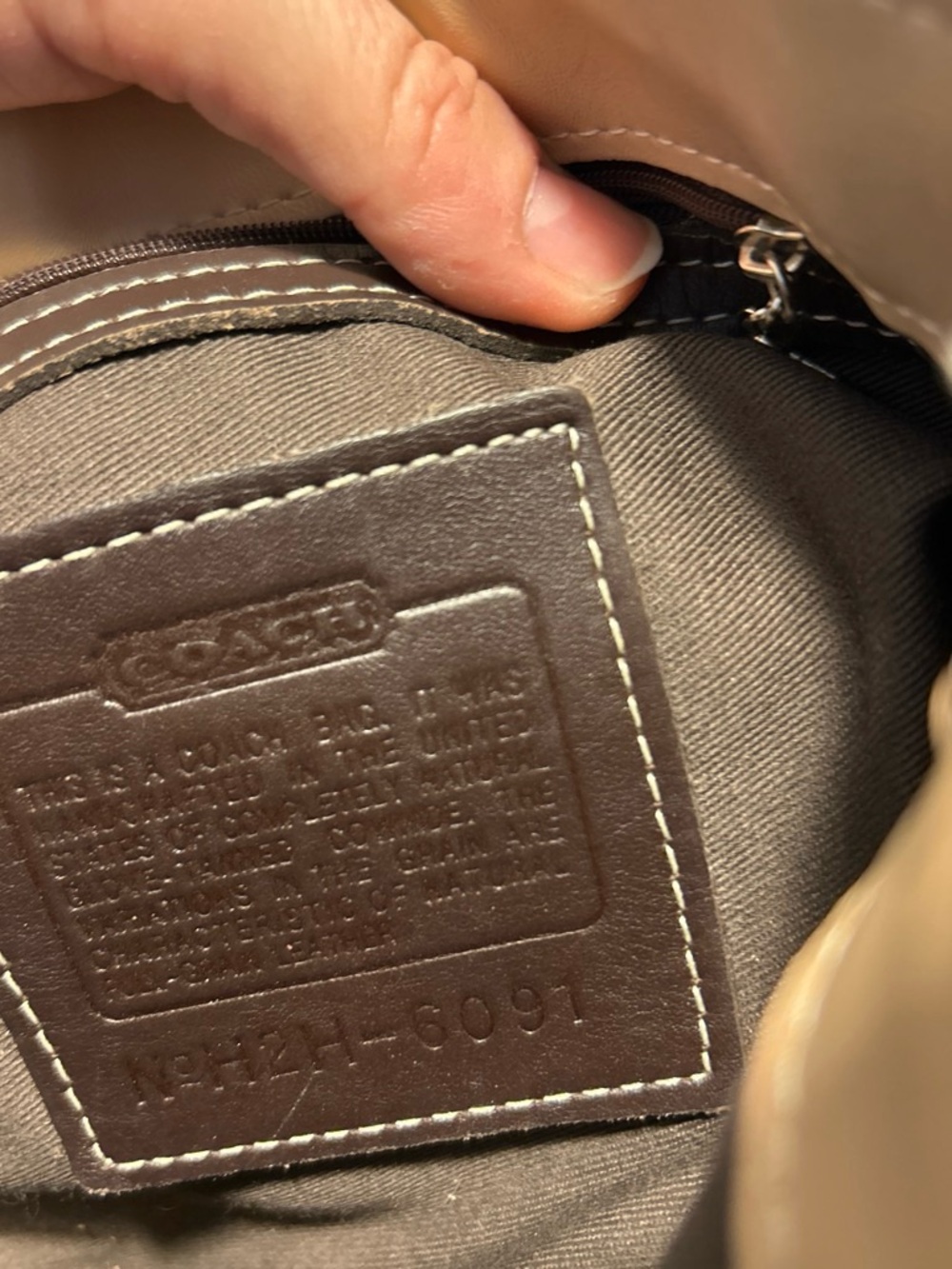 Coach Brown Leather Messenger Bag Interior Patch - COACH Brown